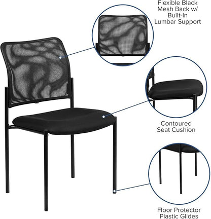 Flash Furniture Jana Comfort Black Mesh Stackable Steel Side Chair