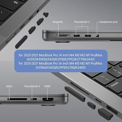 7PCS Dust Cover Port Plugs Accessories for 2026-2022 MacBook Air 13 15.3 inch M5 M4 M3 M2 M1 / MacBook Pro 14" 16" M5 M4 M3 M2 M1 Pro/Max & 2PCS Webcam Cover Slide