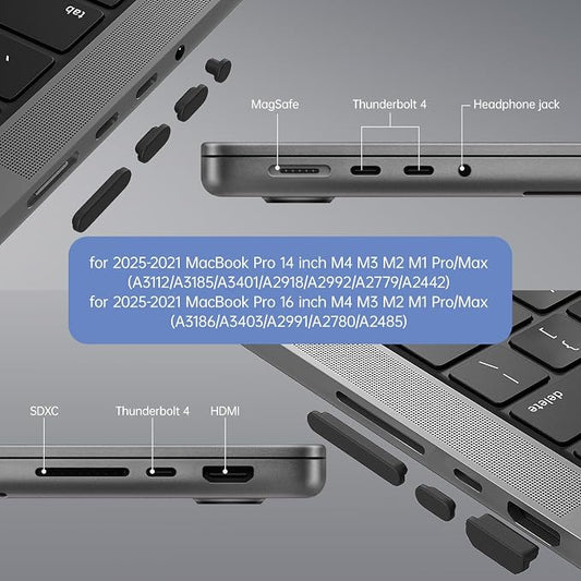 7PCS Dust Cover Port Plugs Accessories for 2026-2022 MacBook Air 13 15.3 inch M5 M4 M3 M2 M1 / MacBook Pro 14" 16" M5 M4 M3 M2 M1 Pro/Max & 2PCS Webcam Cover Slide