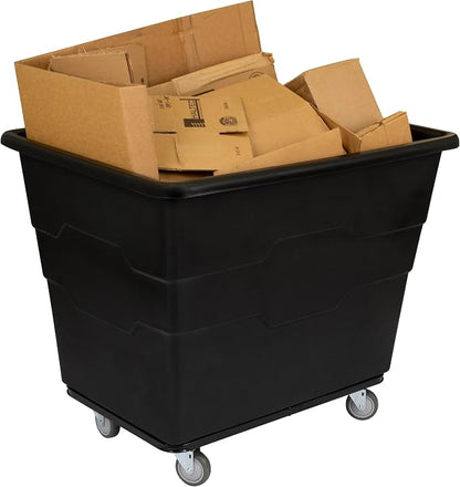 ReadySpace Commercial 16 Bushel Utility Cart with Steel Base, Poly Box Basket Truck, Laundry Cart, and Rolling Trash Bin, 47-Inch x 34.75-Inch x 35.5-Inch, 1000 Pound Weight Capacity, Black