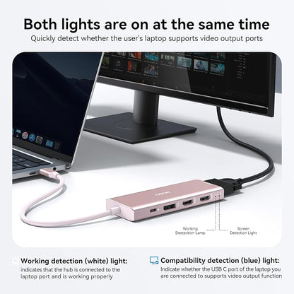 HODO USB C Docking Station Dual Monitor Adapter for Dell HP, Laptop Docking Station 3 Monitors Quad Display USB C Hub Dongle to 2 HDMI 4K,DP 8K, VGA,4 USB,PD, 9 in 1 Dongle Laptop Adapter