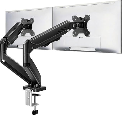 Dual Monitor Stand fits up to 32 inch, 4.4-19.8 lbs Computer Screens, Dual Monitor Desk Mount Height Adjustable, Monitor Arms for 2 Monitors, Home Office VESA Mounts, Freelift Black