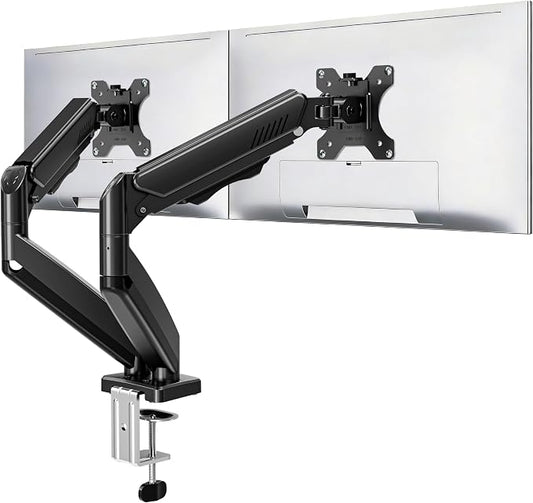 Dual Monitor Stand fits up to 32 inch, 4.4-19.8 lbs Computer Screens, Dual Monitor Desk Mount Height Adjustable, Monitor Arms for 2 Monitors, Home Office VESA Mounts, Freelift Black