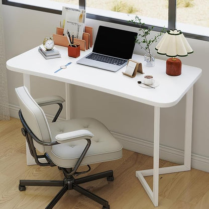 Funecy Computer Desk 40 Inch Small Table for Office,Modern Simple Style Writing Study Work Gaming Table for Home Office (White)