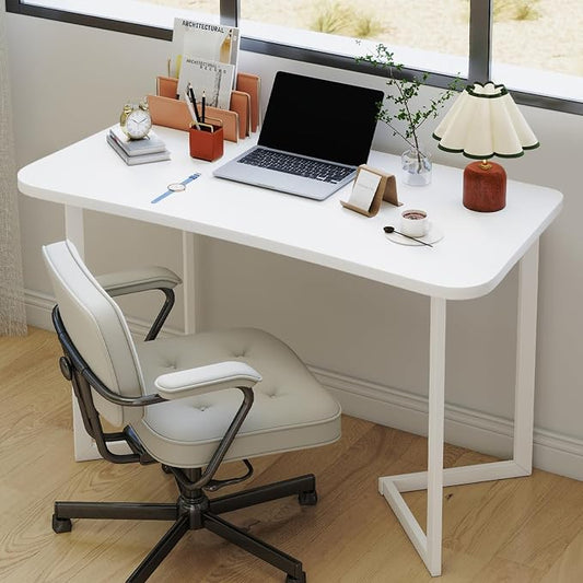 Funecy Computer Desk 40 Inch Small Table for Office,Modern Simple Style Writing Study Work Gaming Table for Home Office (White)