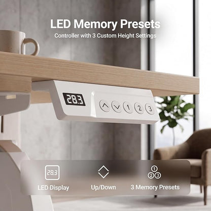 Claiks Electric Standing Desk, 55 x 24Inch Height Adjustable Sit Stand Desk for Home Office, Computer Desk with Memory Presets, Cable Management & Headphone Hooks, 156 lbs Capacity, Nature