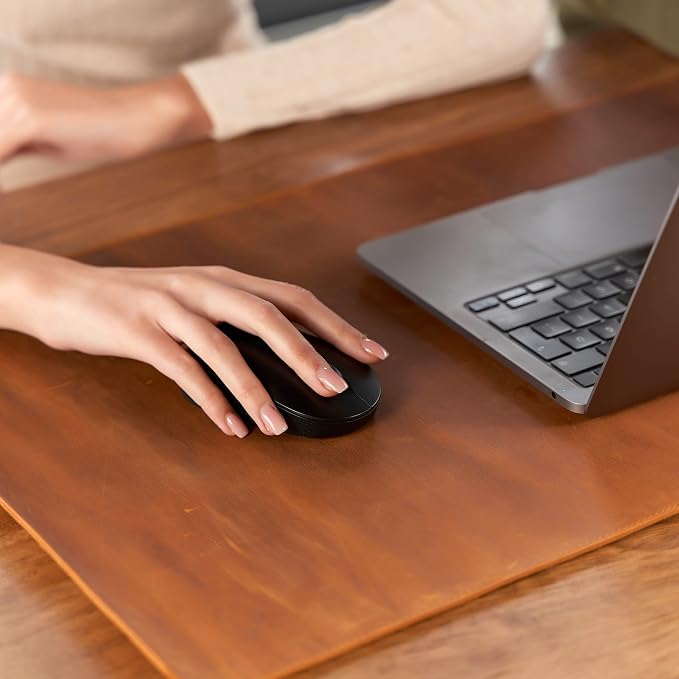Customized Handmade Leather 31.8"x15.8" Desk Mat, Handcrafted Genuine Leather Desk Pad for Office, Personalized Protective Mouse Pad, Large, Dark Brown