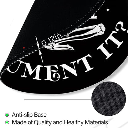 Funny Skull Skeleton Mouse Pad, Small Round Mouse Pads for Desk, Mini Travel Mousepad for Work Wireless Computer Laptop, Office Desk Accessories, But Did You Document It, 8.6 x 8.6 inch