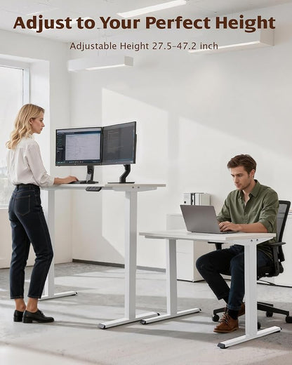 TOPSKY Dual Motor Electric Standing Desk Frame, Height Adjustable Sit Stand Base for Home Office, Fits Table Tops up to 70.8 x 31.5 Inch, 225 lb Capacity (White, Without Stand)
