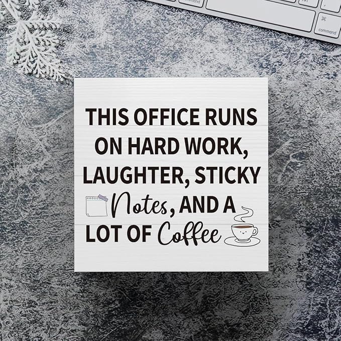 mmiishe Motivational Gifts for Women Funny Office Decorations for Work | Desk Decor for Coworkers Leader Women Cubicle Accessories for Office Meeting Rooms Wooden Box Sign for Birthday 5 x 5 Inches