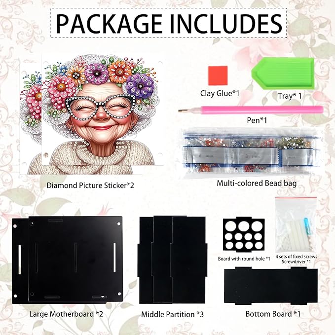 DIY Diamond Painting Kit，Cute Elderly Special Shape diamond painting pen holder, Acrylic Daily Office Desktop Decoration Storage Item