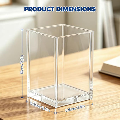 Acrylic Pen Holder 12 Pack, Clear Pencil Cup Desktop Organizer, Makeup Brush Holder, Acrylic Pencil Organizer for Desk Office School Supplies Storage