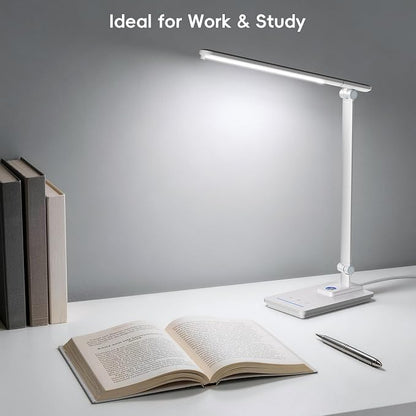 ELECTRI Desk Lamp for Home Office, Eye-Care Desk Light with Touch Control, 5 Color & Stepless Dimming, 360° Rotatable, Reading Lamp for Table Study Work Office Nail Craft Puzzle(with Adapter)