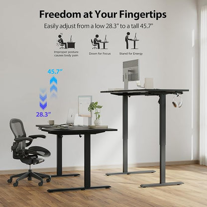 Agilestic Electric Standing Desk, Height Adjustable Desk, 63 x 35 Inch Sit Stand up for Work Office Home, L Shaped Ergonomic Rising Computer Table with Memory Preset, Black