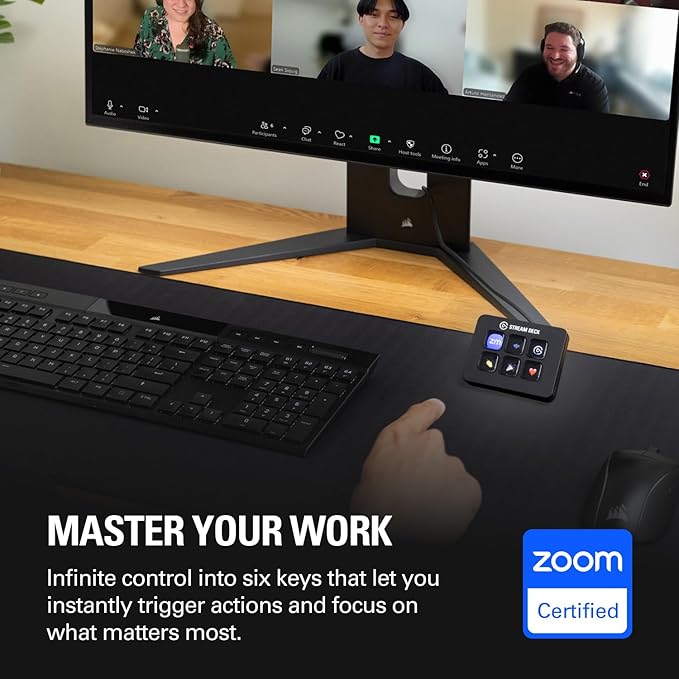 Elgato Stream Deck Mini, 6 Customizable LCD Macro Keys | Compatible with Zoom, Teams, Office, Adobe apps and more, Drag-and-drop setup, Multi-action sequencing, Works Mac and PC