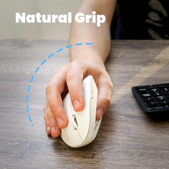 Perixx PERIMICE-713W Wireless Ergonomic Vertical Mouse - 2.4G Spec with USB Receiver - On/Off Switch - 6 Buttons Right Handed Design - White