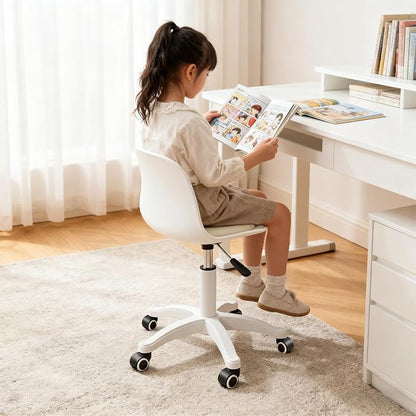 Home Office Chairs, Small Swivel Rolling Desk Chair with Silent Wheels and Low-Back,Armless Heavy-Duty Vanity Chair Height Adjustable for Bedroom,Students,Study,Teens