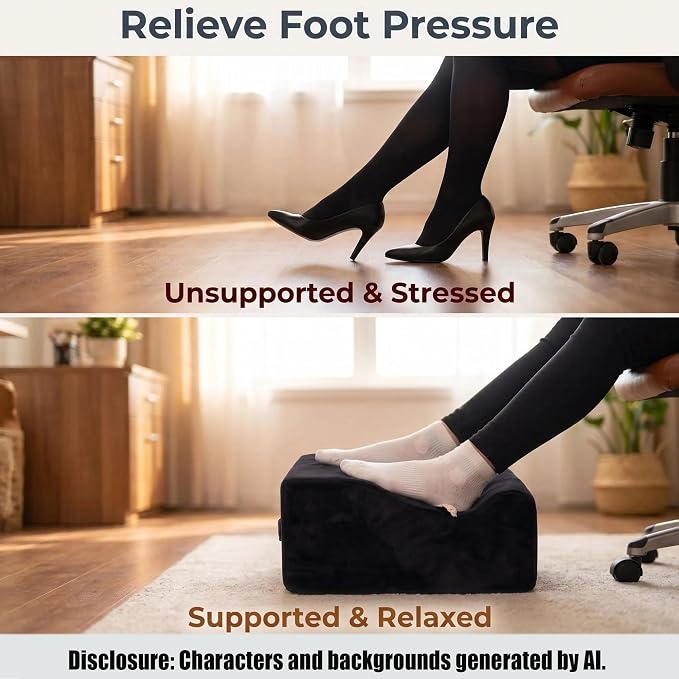 Keep Warm Foot Stool Foot Rest for Under Desk At Work | Office Footrest with Warm Feet Pocket,Ergonomic Under Deskfoot stool Stool for Office Chair & Back &Pain Relief Black+