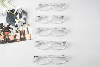 Eyekepper Vintage Reading Glasses for Men - 5 Pack Spring Hinges Classic Readers - Clear Frame +2.75