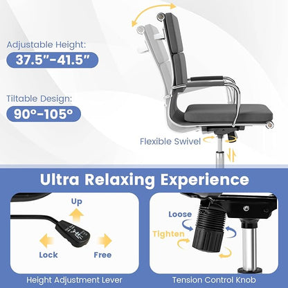 COSTWAY Ergonomic Office Chair, High Back Desk Chairs with Armrests, Comfy Lumbar Support, Rocking Function, Swivel Executive Computer Chair for Home Office, Grey