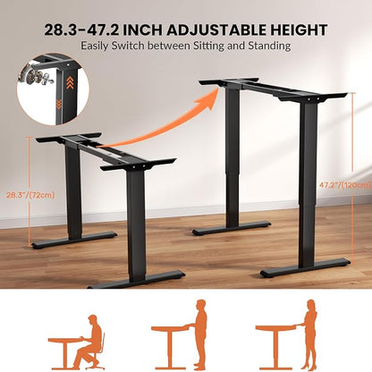 CROWNFURN Dual Motor Electric Standing Desk Frame,Height Adjustable Desk Legs with 330 lbs Capacity,Ergonomic Sit Stand Up Base Workstation for Home Office,Black Frame Only