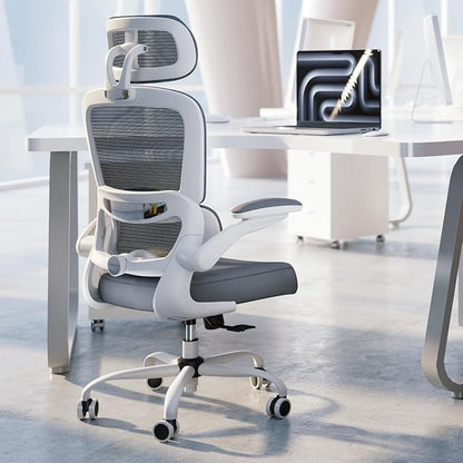 TRALT Office Chair Ergonomic Desk Chair, 330 LBS Home Mesh Office Desk Chairs with Wheels, Comfortable Gaming Chairs White Pack of 4