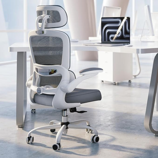TRALT Office Chair Ergonomic Desk Chair, 330 LBS Home Mesh Office Desk Chairs with Wheels, Comfortable Gaming Chairs White Pack of 7