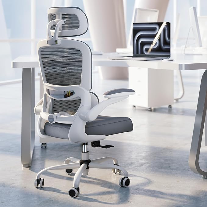 TRALT Office Chair Ergonomic Desk Chair, 330 LBS Home Mesh Office Desk Chairs with Wheels, Comfortable Gaming Chairs White Pack of 3