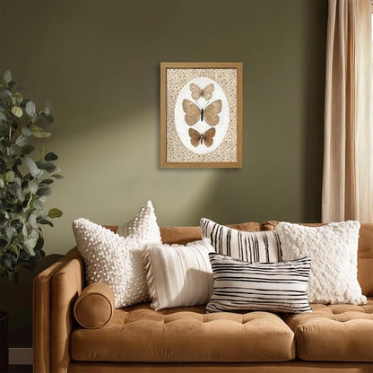 CXQILVER Vintage Framed Butterfly Canvas Wall Art,Natural Insect Illustration Prints Wall Decor, Antique Rustic Cottagecore Farmhouse Picture Painting Artwork for Bedroom Bathroom Living Room 16x24in