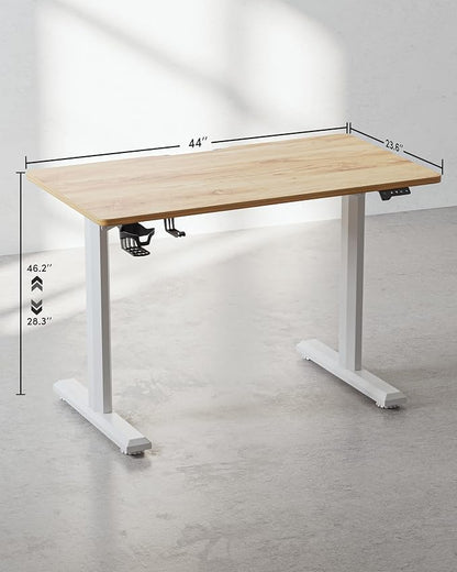 BANTI 44 x 24 Inches Standing Desk, Height Adjustable Electric Standing Desk, Stand up Table, Sit Stand Home Office Desk with Splice Board, Light Rustic