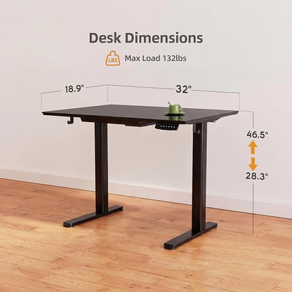 INNOVAR Glass Standing Desk with Drawers, 32×19 Inch Adjustable Stand Up Desk, Quick Install Home Office Computer Desk, Black
