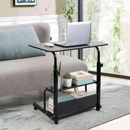 Adjustable Height Mobile Computer Desk for Small Space Rolling Writing with Wheels Corner Home Office Study Portable Bedrooms Work Desk Standing Desk Sizes 31.5X15.7 Inches Black C