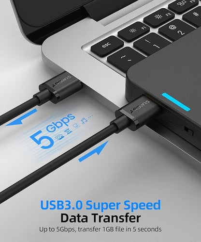 SUNGUY USB to USB Cable 3FT, USB 3.0 Type A Male to Type A Male Cable Data Transfer up to 5Gbps Compatible with Printers, Modems, Hard Drives, Monitor, Camera, Wacom, DVD, Hub