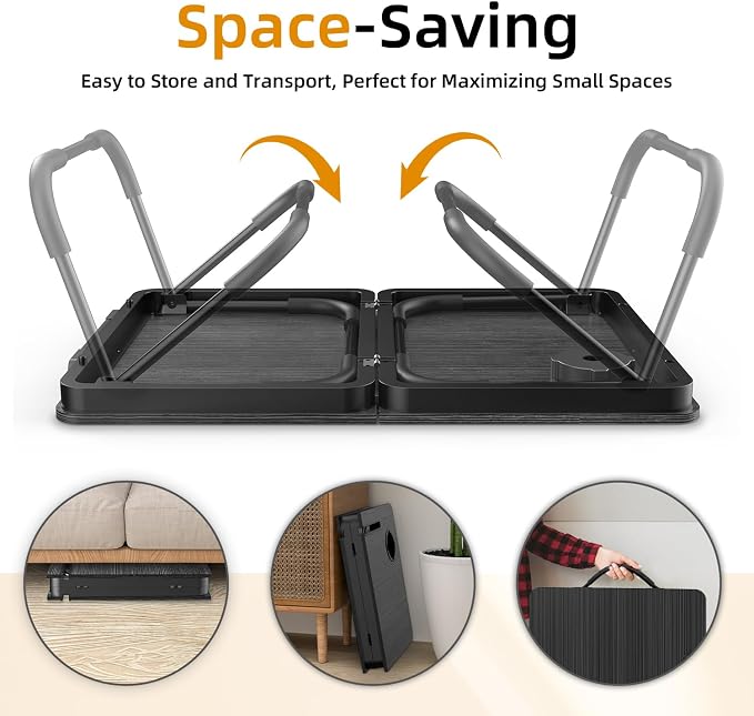 BUYIFY Foldable Laptop Bed Desk for Couch, Sofa - Large Lap Desk Tray Table with Cup Holder and Tablet Slot - Portable Notebook Stand for Eating, Writing, Studying and WFH -NEW-006-USA Original Patent