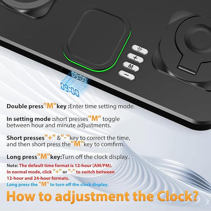 30W Charging Station for Apple Products, Foldable Wireless Charger with Clock Display&7 Color Light, Wired Charging for iPad/Tablet Charging Station for iPhone17, for Apple Watch11 for AirPods4(Black