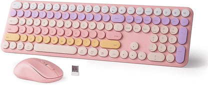 Wireless Keyboard and Mouse Combo,2.4GHz, Full-Size 110-key Design, Ultra-Thin and Silent Keys,Suitable for laptops/desktops/PCs,Compatible with Windows and Mac OS (Gradient Pink)