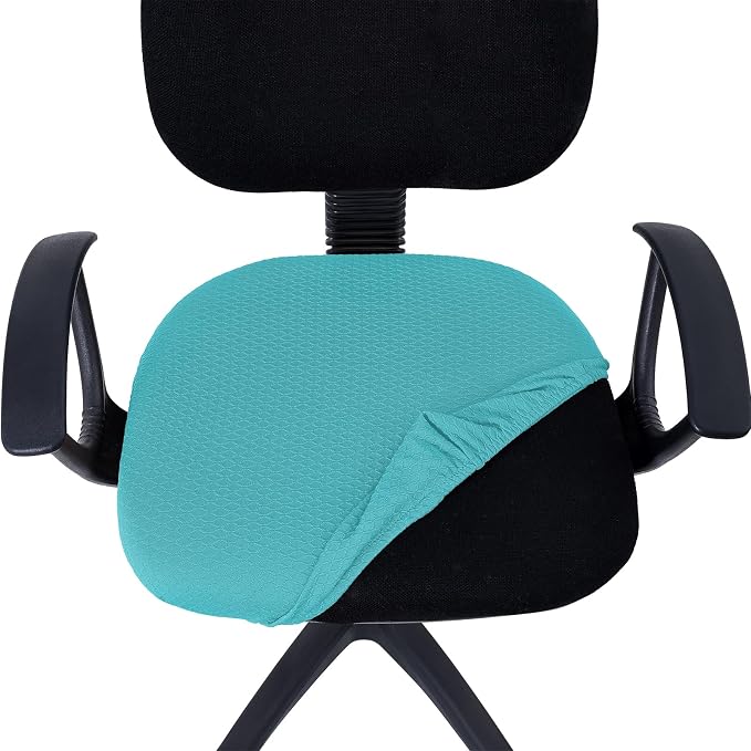 Smiry Stretch Jacquard Office Computer Chair Seat Covers, Removable Washable Anti-dust Desk Chair Seat Cushion Protectors - Aqua