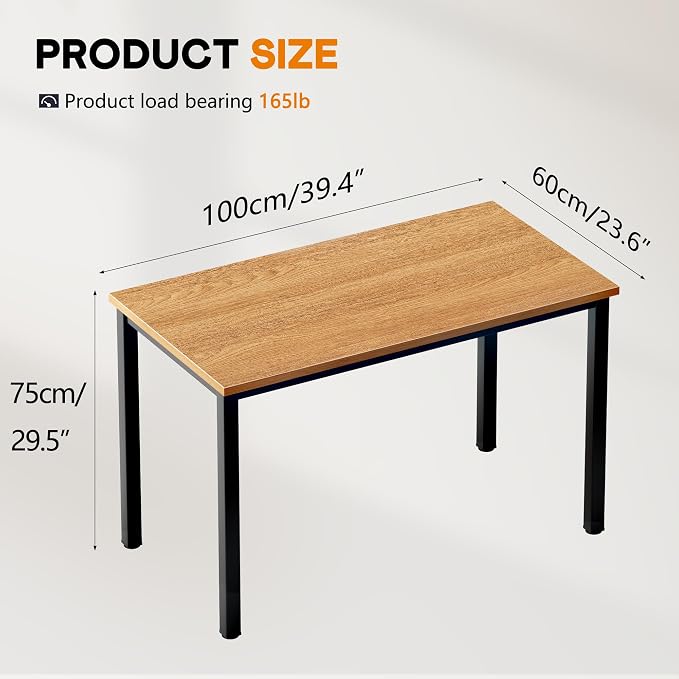 DlandHome 39 inches Small Computer Desk for Home Office Activity Table Writing Table for Small Spaces Study Table Student Laptop Desk Teak and Black DND-AC3BB-100