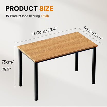 DlandHome 39 inches Small Computer Desk for Home Office Activity Table Writing Table for Small Spaces Study Table Student Laptop Desk Teak and Black DND-AC3BB-100