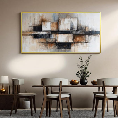 Modern Abstract Geometric Oversized Wall Art Decor For Living Room Modern Abstract Beige And Black Wall Art Geometric Decorations Prints Wall Art For Bedroom And Office Gold Frame Wall Decor 29 X 58In