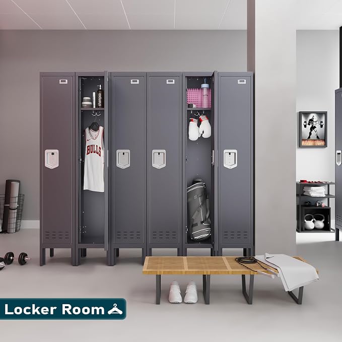 BUTISOW Metal Lockers - 66" Height Steel Lockers for Employees with Door Storage Locker with Card Slot for Employees Gym School Home Office Garage - Assembly Required