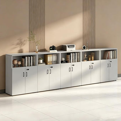 File Cabinet with Password Lock, Wood Lateral Filing Cabinet for Letter/A4 Files, 3 Drawer with Door, Printer Stand with Open Shelves for Home Office