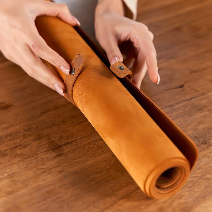 Customized Handmade Leather 31.8"x15.8" Desk Mat, Handcrafted Genuine Leather Desk Pad for Office, Personalized Protective Mouse Pad, Large, Dark Brown