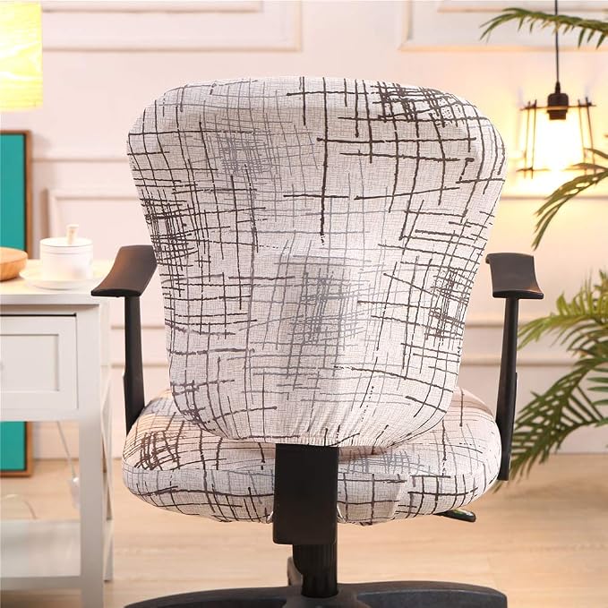 Jinzio Computer Office Chair Cover - Split Protective & Stretchable Cloth Polyester Universal Desk Task Chair Chair Covers Stretch Rotating Chair Slipcover, Misty Grey