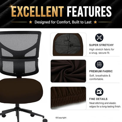 DIVA EN CAMINO DEC Stretchable Desk Office Chair Seat Cushion Covers - Universal Spandex Computer Chair Slipcover - Removable Washable Cushion Protectors for Dogs, Cats, Pets (Brown)