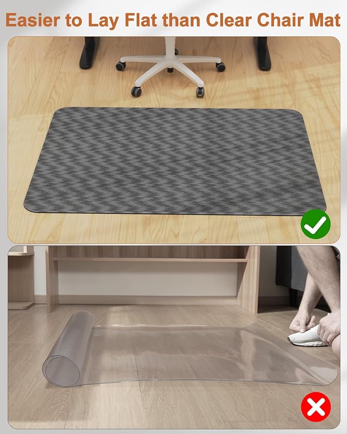 Blvornl Large Office Chair Mat for Hardwood Floor, Rolling Chair Mat for Hard Wood, Large Anti-Slip Hard Floor Protector, Heavy Duty Computer Desk Rug for Office and Home 35.4"*47.2" Dark Grey