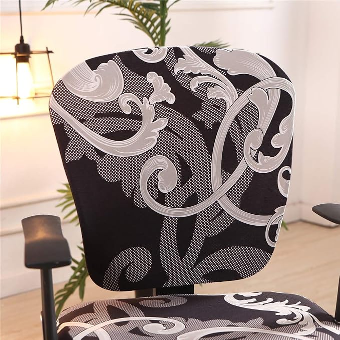 Jinzio Computer Office Chair Cover - Split Protective & Stretchable Cloth Polyester Universal Desk Task Chair Chair Covers Stretch Rotating Chair Slipcover, Grey Black
