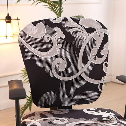 Jinzio Computer Office Chair Cover - Split Protective & Stretchable Cloth Polyester Universal Desk Task Chair Chair Covers Stretch Rotating Chair Slipcover, Grey Black