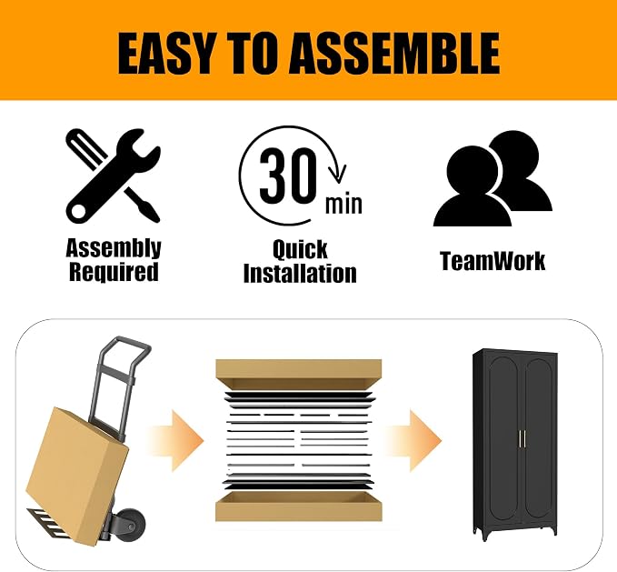 Metal Storage Cabinet with Doors, 75" Tall Kitchen Pantry Storage Cabinets, Black Pantry Cabinets with Adjustable Shelves, Home Office Cabinet, Large Cupboard, High Leveling Feet- Assembly Required
