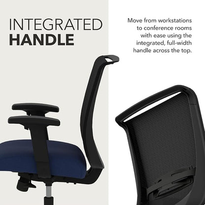 HON Convergence Ergonomic Office Chair with Mesh Back, Adjustable Arms, Lumbar Support, Synchro‑Tilt Desk Chair with Wheels for Home Office or Computer Use, Black Frame, Indigo